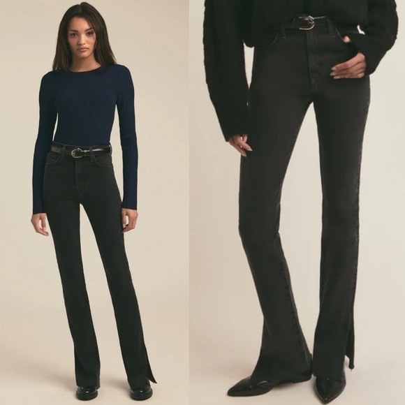 Favorite Daughter- Valentina Tower High Rise Cigarette Jeans Black Boulder 32 - Picture 1 of 11